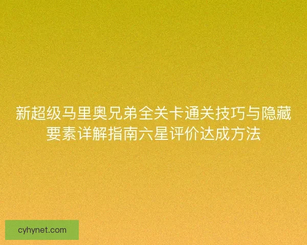 新超级马里奥兄弟全关卡通关技巧与隐藏要素详解指南六星评价达成方法