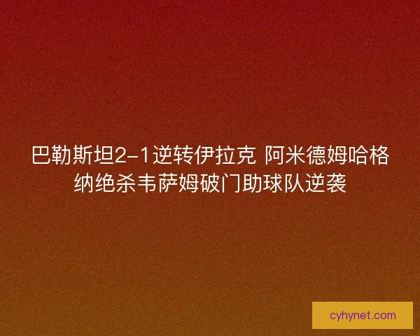 巴勒斯坦2-1逆转伊拉克 阿米德姆哈格纳绝杀韦萨姆破门助球队逆袭